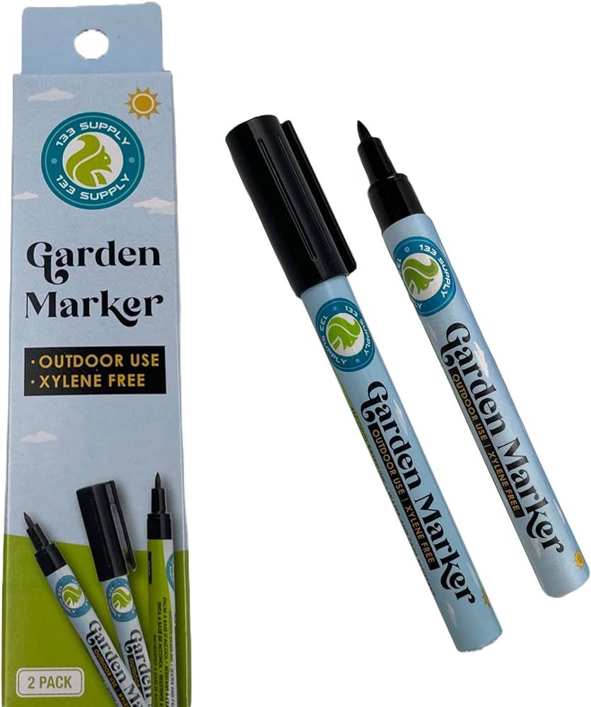 2 Pack Garden Marker Pen Permanent Markers Black (UV Fade Resistant Marker Pens for Plant Markers... | Amazon (US)