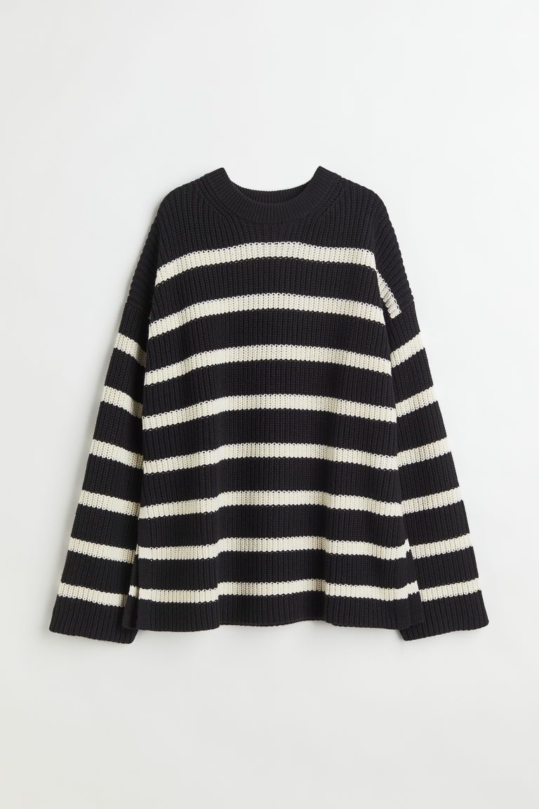 H & M - Oversized Double-knit Sweater - Black | H&M (US + CA)