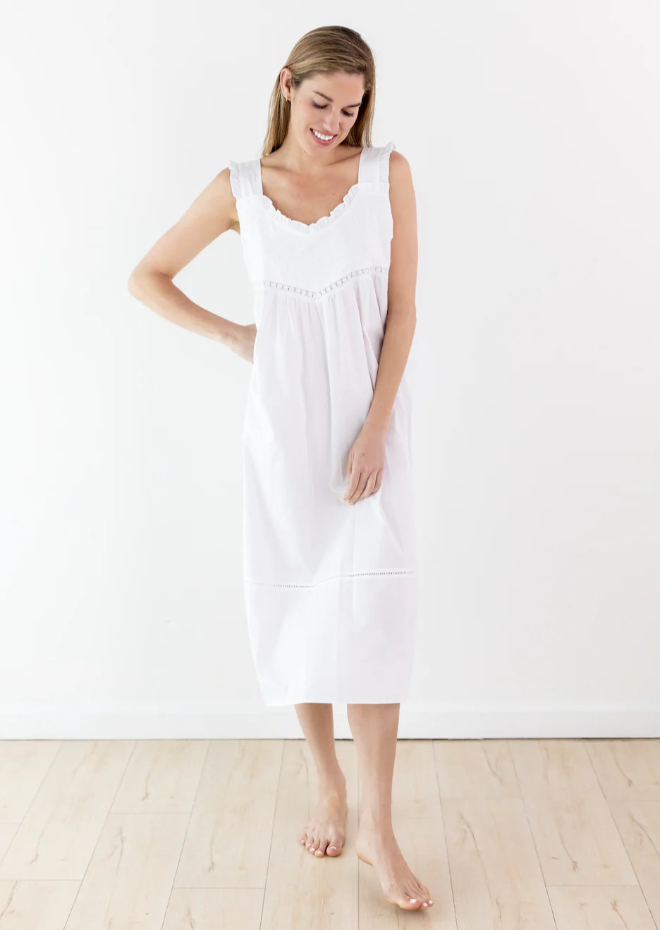 Cecily White Cotton Nightgown | Jacaranda Living
