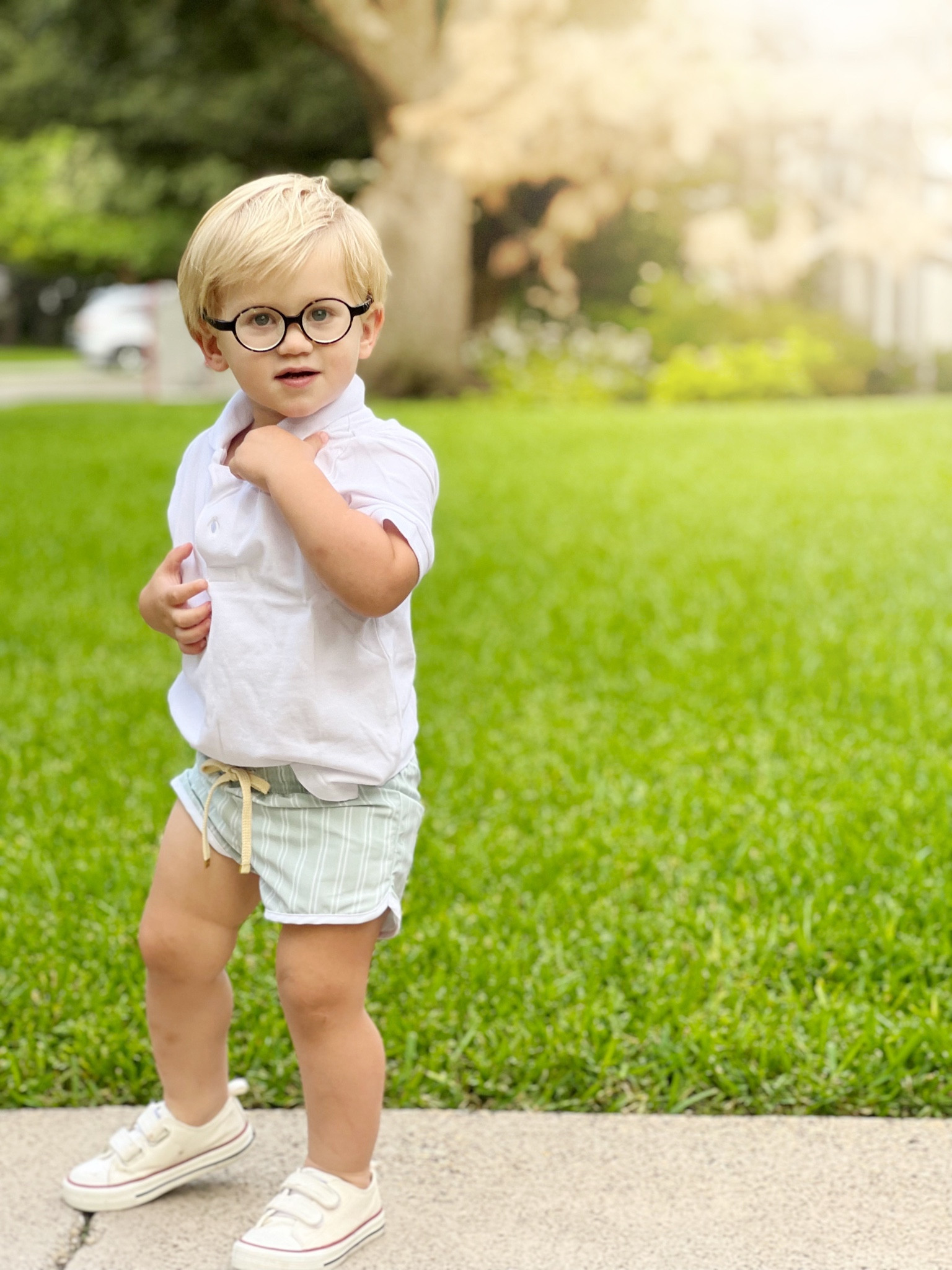 We wore swim shorts to school as real shorts today- they could pass for normal ones! 
This is the same shirt that I told you guys about- I buy a million of them and the kids wear daily and we toss when they are stained. 

#LTKkids #LTKunder50 #LTKswim