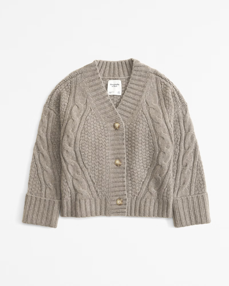 Seed-Stitch Cable Cardigan | Abercrombie & Fitch (US)