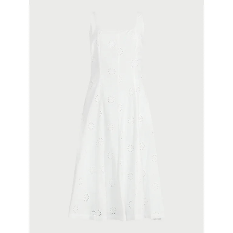 Free Assembly Women's Cotton Sleeveless Square Neck Eyelet Midi Dress, Sizes XS-XXL | Walmart (US)