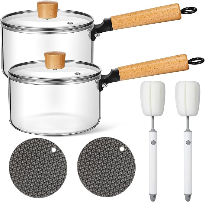 Uiifan 2 conjuntos de panelas de vidro para cozinhar no fogão, panelas de vidro, panela transpar... | Amazon (BR)