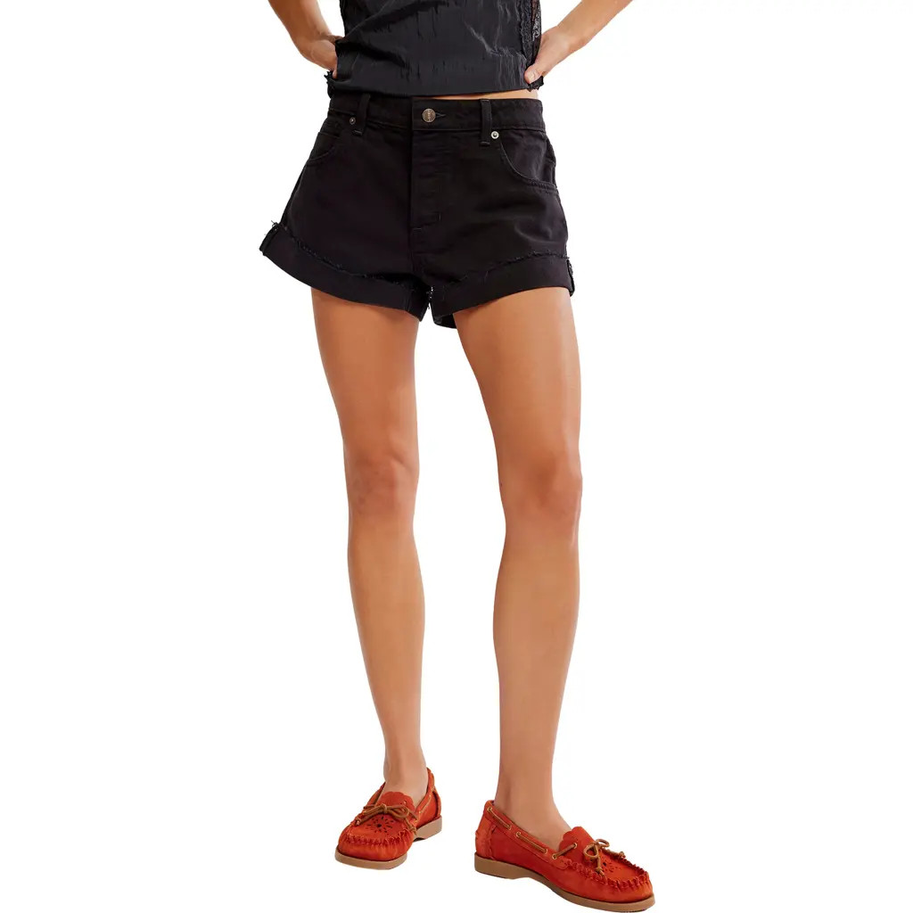 Free People Cali Cuffed Denim Shorts in Washed Black at Nordstrom, Size 31 | Nordstrom