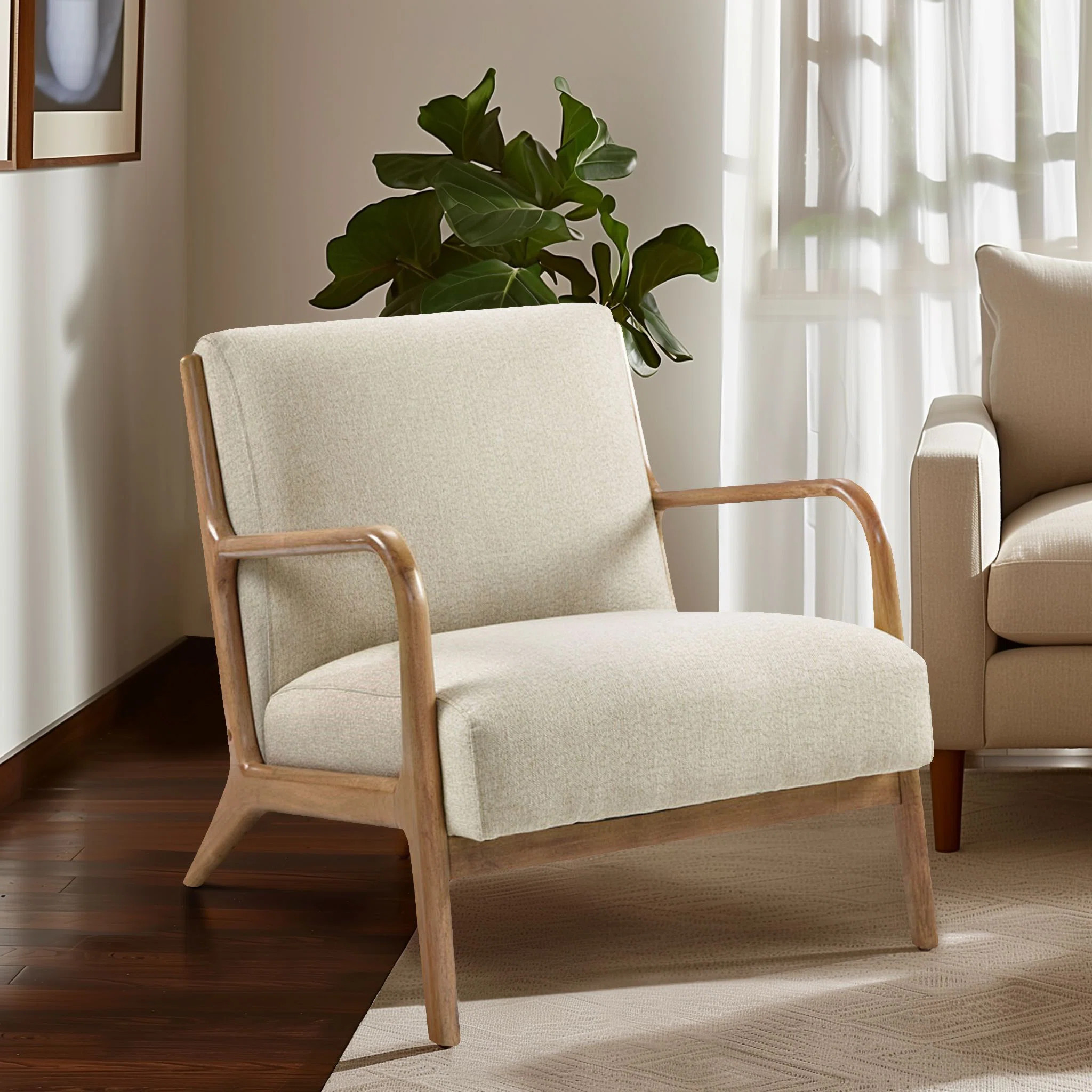 Wade Logan Novak Mid-Century Armchair with Solid Wood Frame and Spring Cushion & Reviews - Wayfai... | Wayfair North America