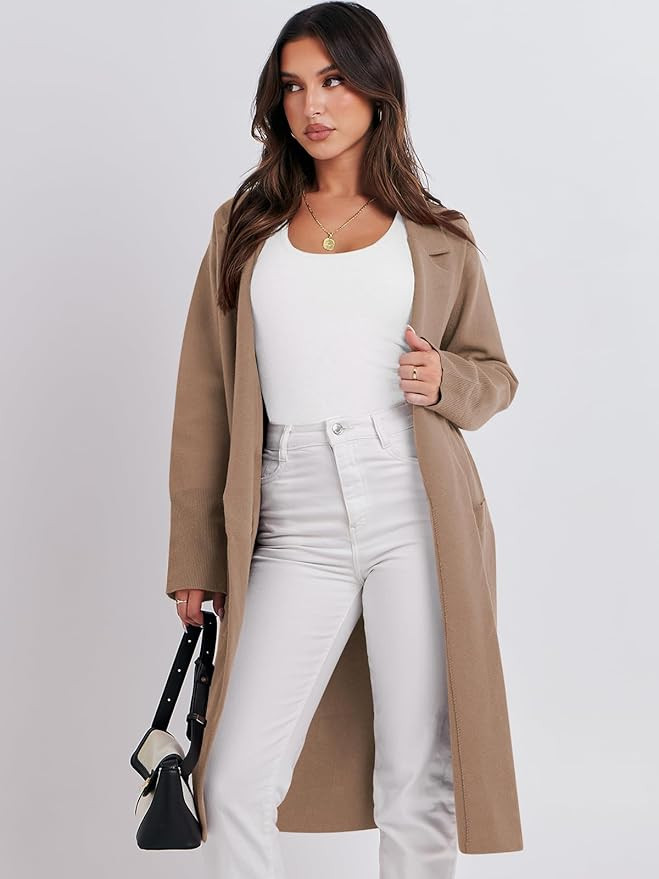 Caracilia Cardigan for Women Oversized Open Front Long Sleeve Sweater 2023 Fall Trendy Knit Blaze... | Amazon (US)