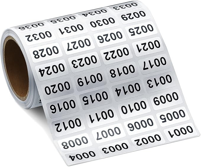 001-2000 Pieces Inventory Number Sticker Labels Self Adhesive Waterproof Labels Vinyl Consecutive... | Amazon (US)