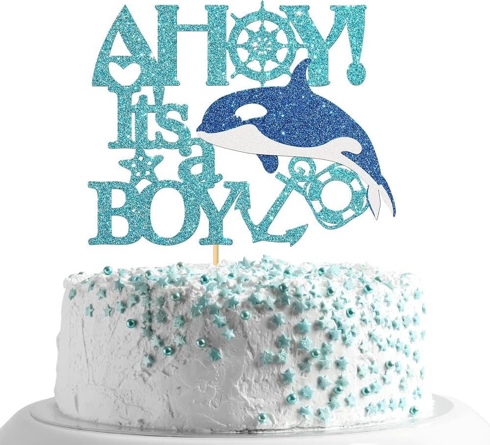 MonMon & Craft Ahoy It's a Boy Cake Topper/Whale Nautical Baby Shower Party Decor/Ocean Theme Boy... | Amazon (US)
