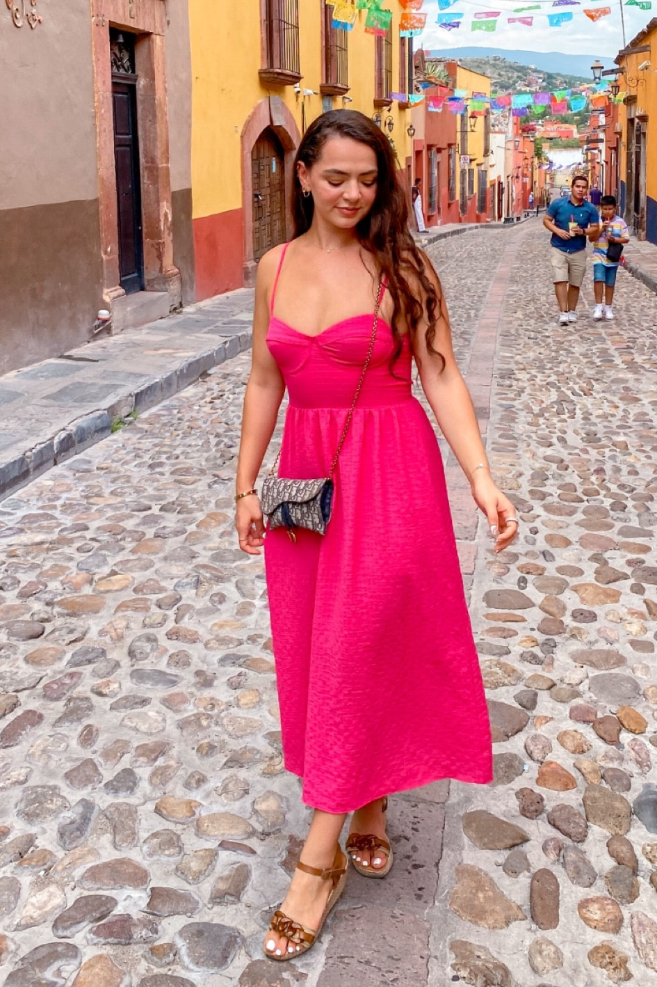 Wandering the streets of San Miguel de Allende, Mexico in this bright hot pink maxi dress. Such a comfortable and cute day time dress to wear on a trip. Valentine’s Day dress. Brunch outfit. Valentines outfit. Pink maxi dress. Hot pink dress. Vacation outfit. Resort wear. Beach shoes. Vacation wedges  

#LTKtravel #LTKfindsunder50 #LTKSeasonal