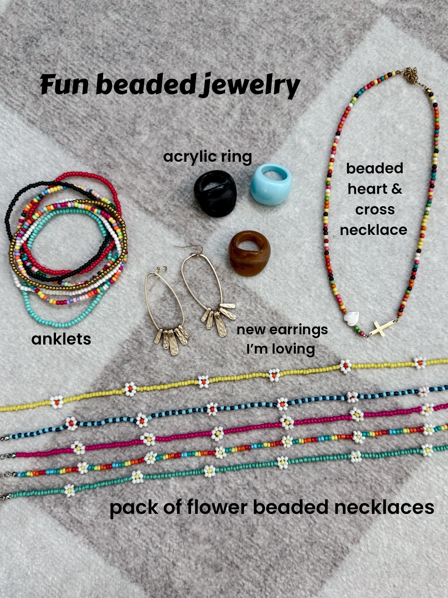 These are the cutest beaded pieces and I love my acrylic rings. I just bought these earrings and wear them a lot! 


#LTKStyleTip #LTKOver40