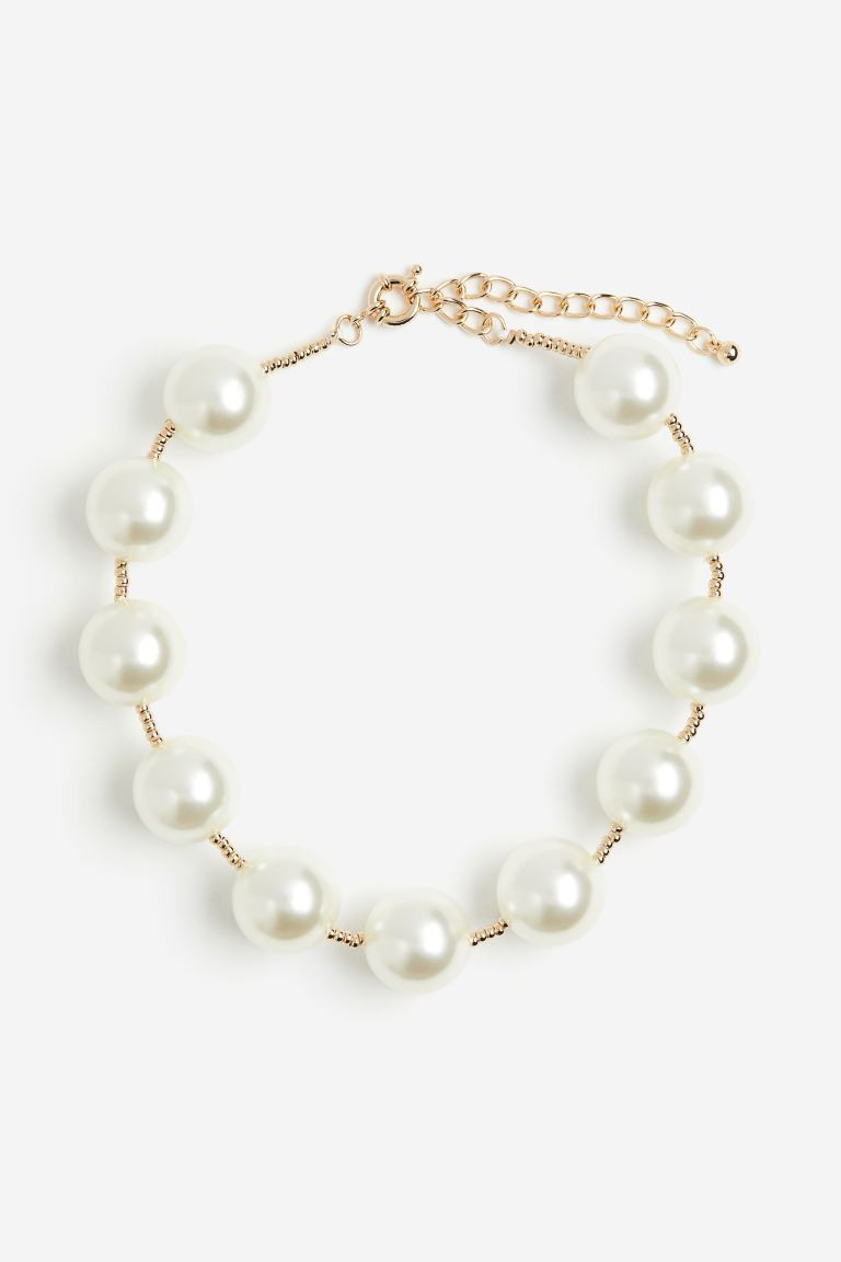 Beaded short necklace - White - Ladies | H&M GB | H&M (UK, MY, IN, SG, PH, TW, HK)