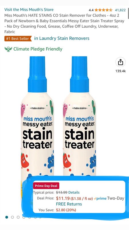 Best stain treater! #amazonprimeday #primedeals #baby #staincleaner #amazonhome 

#LTKkids #LTKxPrimeDay #LTKhome