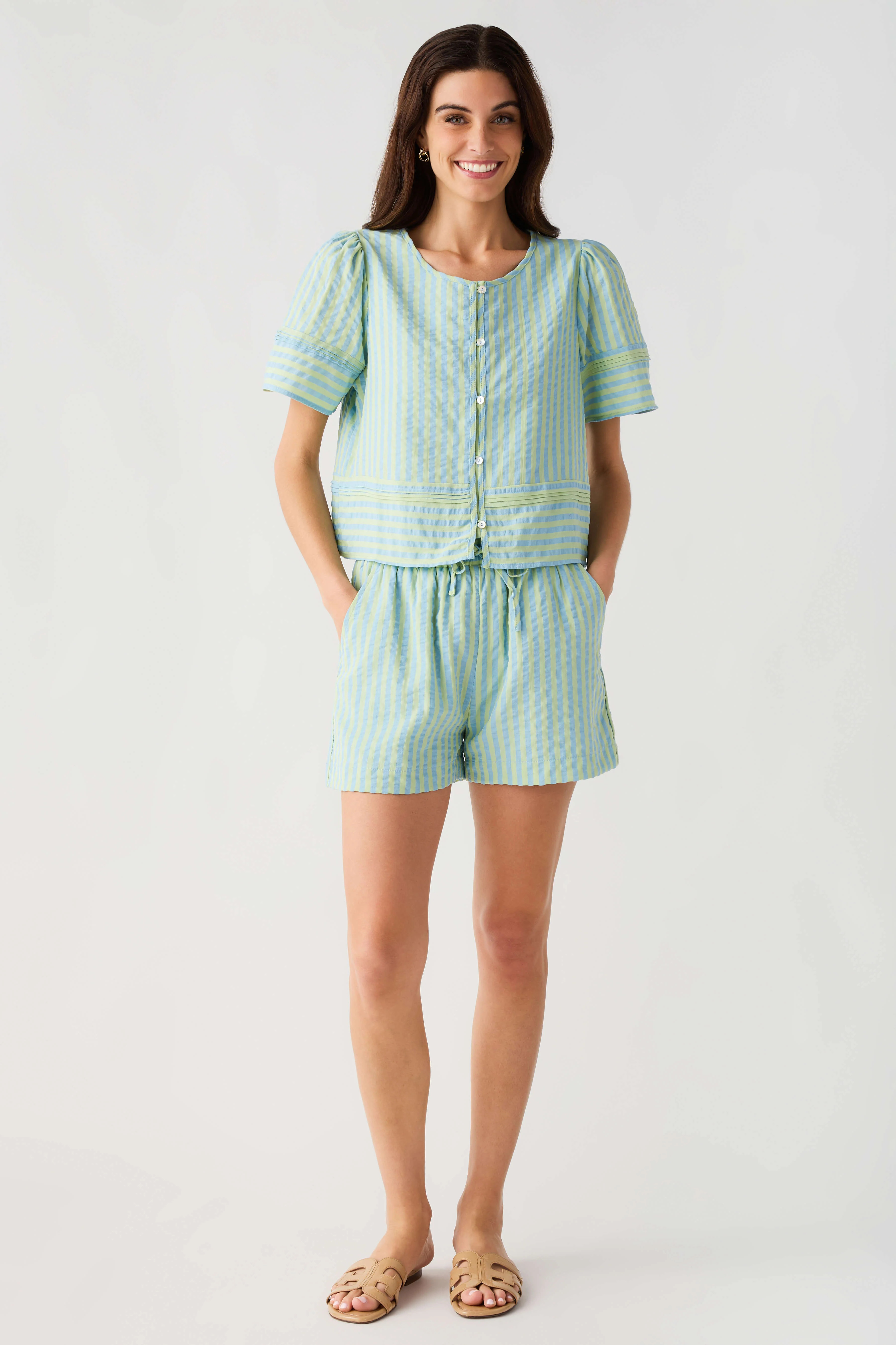 &Merci Striped Short Set | Social Threads