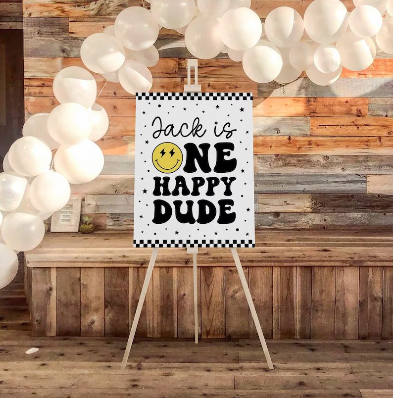 One Happy Dude Birthday Sign, Birthday Welcome Sign, One Happy Dude Birthday Decorations, Boy 1st... | Etsy (US)