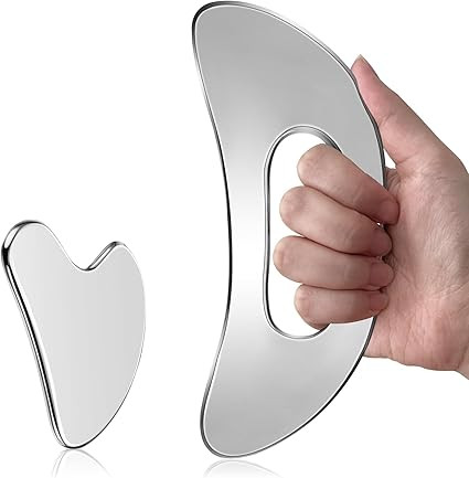 Gua Sha Facial Tool Set – Large Stainless Steel Guasha Tool for Lymphatic Drainage, Cellulite M... | Amazon (US)