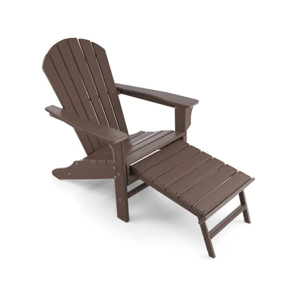 VERYKE Patio HDPE Adirondack Chair with Retractable Ottoman HDPE Chair Ergonomic and Large Seat | 6287842636367 | Lowe's
