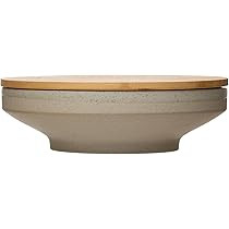 Bloomingville Neutral Coastal Stoneware Canister with Bamboo Lid Bowl, Cream & Blue | Amazon (US)