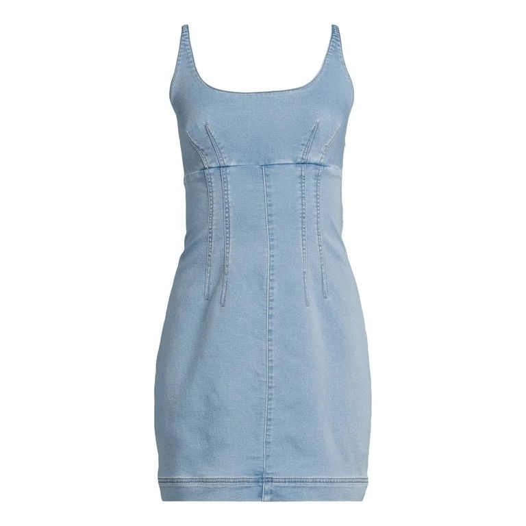 No Boundaries Juniors’ Sleeveless Plus Size Denim Mini Dress, Sizes XS-XXXL | Walmart (US)