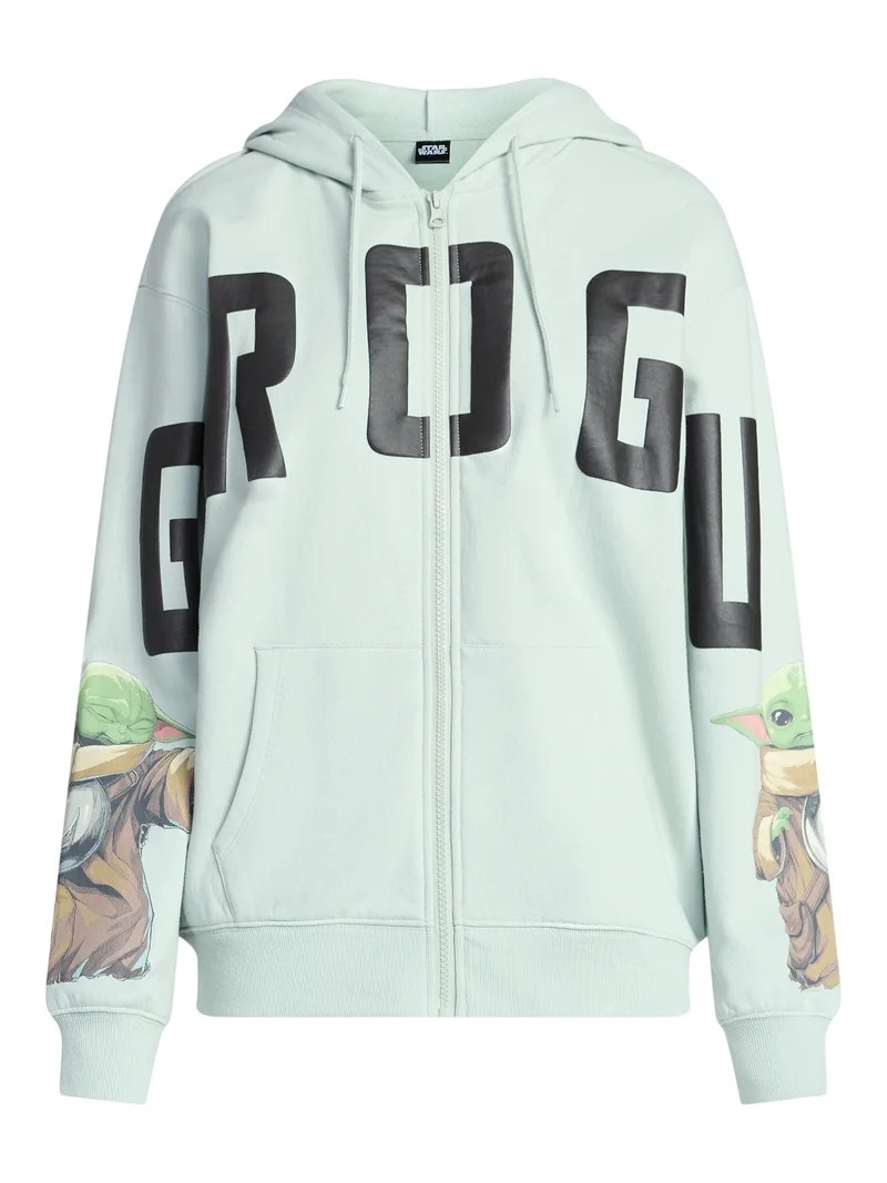 The Mandalorian Women's Grogu Graphic Zip-Up Hoodie with Long Sleeves, Sizes XXS-XXL | Walmart (US)