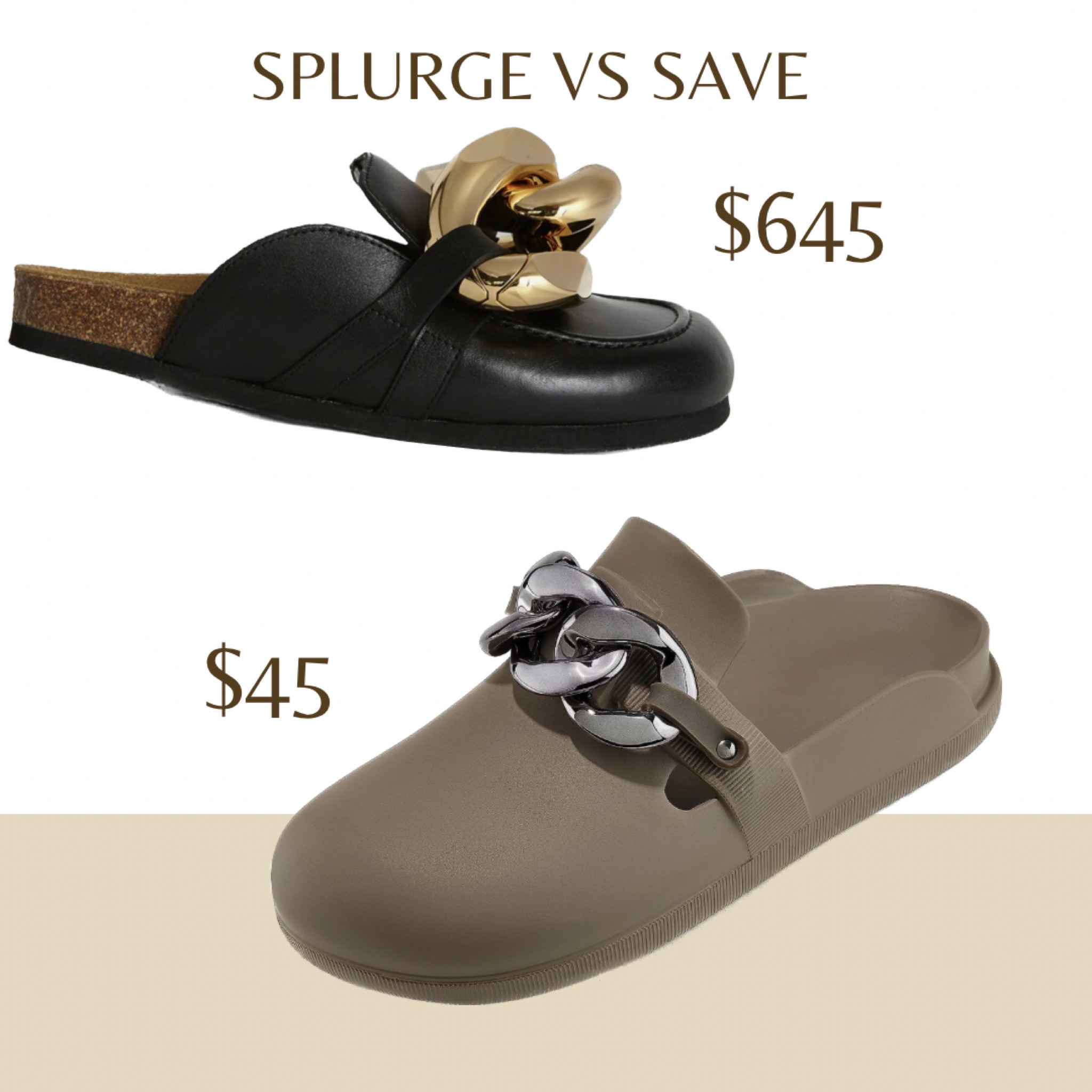 Designer vs dupe jw Anderson chunky chain mules vs amazon slides

Birkenstock style women’s shoe 

#LTKshoecrush #LTKover40 #LTKunder50