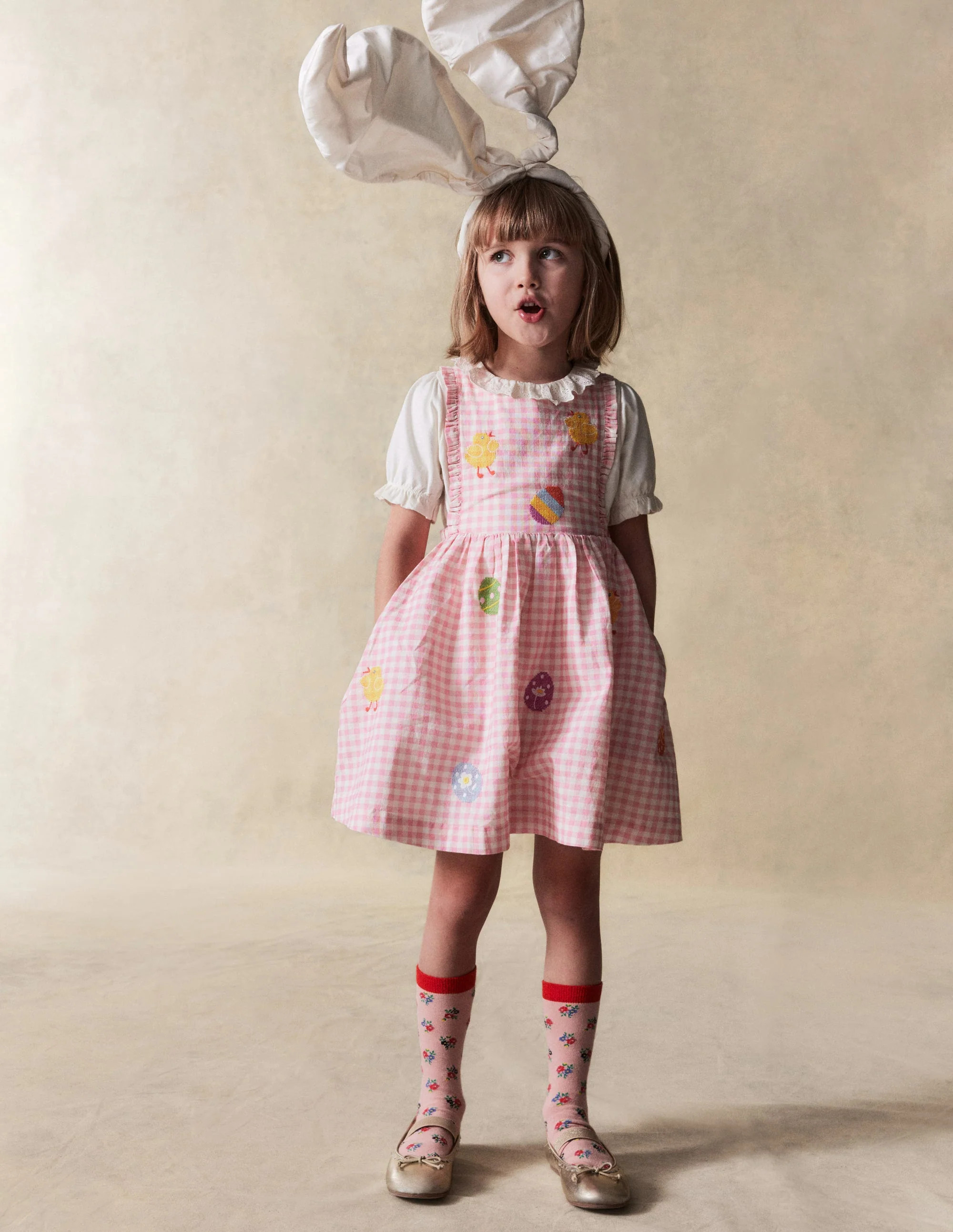 Gladys Pinafore Dress-Pink Gingham Easter | Boden (US)