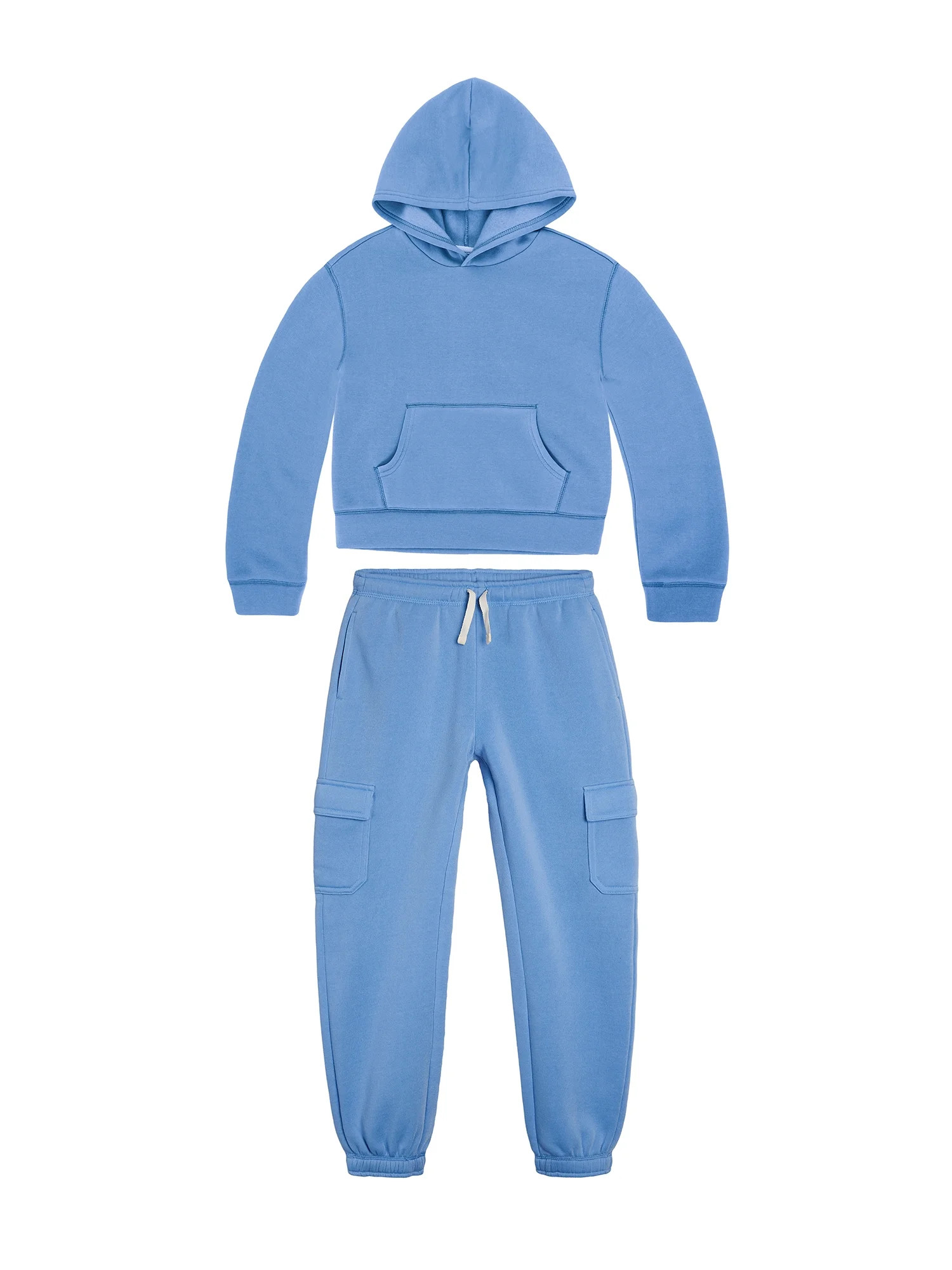Wonder Nation Girls Fleece Hoodie and Jogger Pant Outfit, 2-Piece Set, Sizes 4-18 & Plus | Walmart (US)