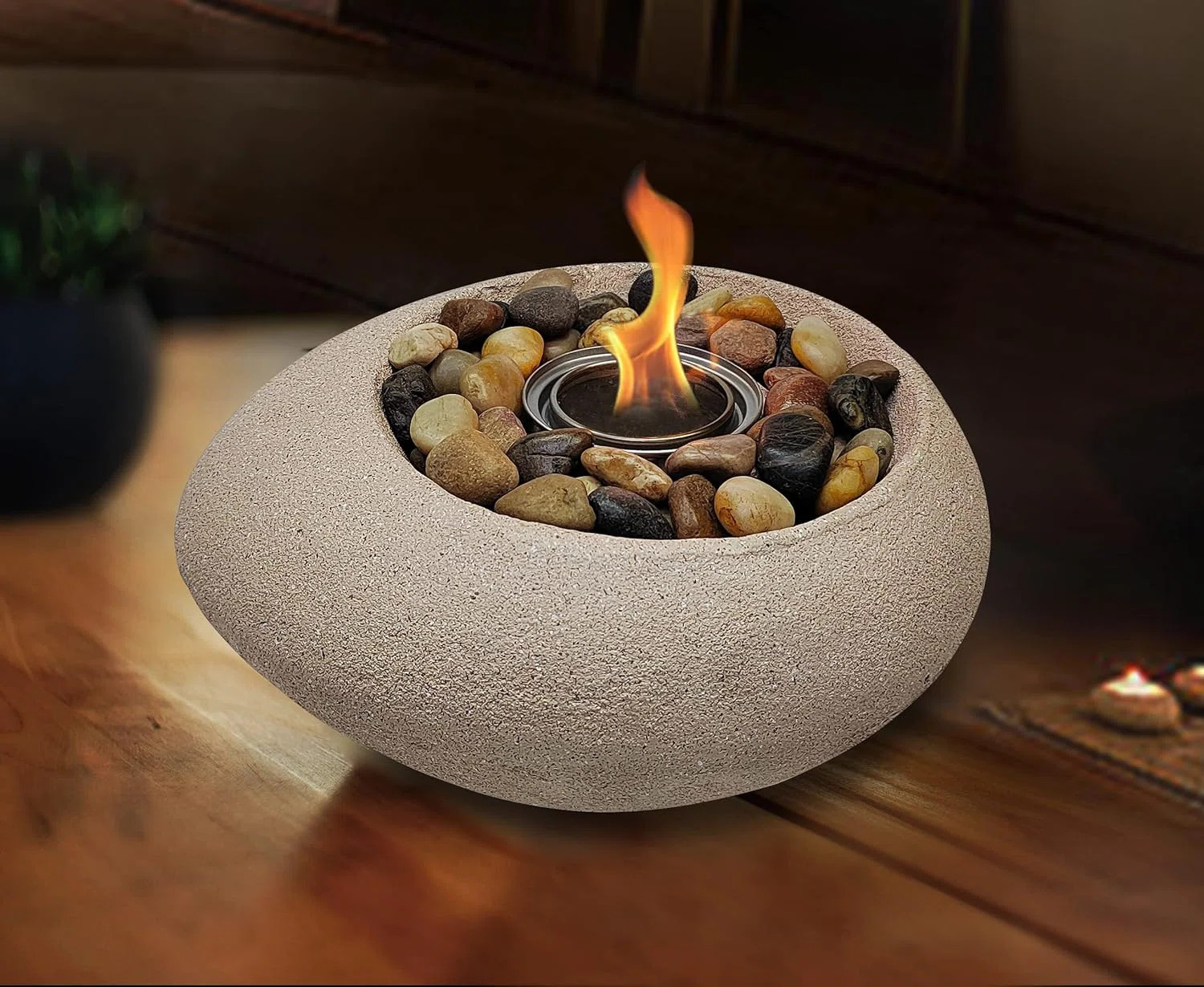 Nature's Mark Oval Stone Concrete Ethanol Indoor & Outdoor Tabletop Fireplace & Reviews | Wayfair | Wayfair North America