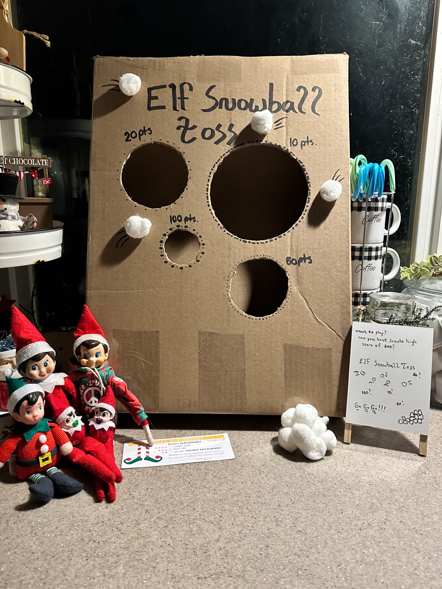 Easy elf on the shelf idea! All you need is an old cardboard box, scissors, markers, cotton balls or marshmallows!

#LTKHoliday #LTKKids #LTKSeasonal