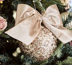 LoveShackFancy Glitter with Bow Ornament | Pottery Barn (US)