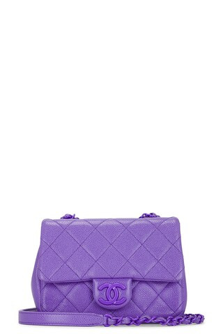 Chanel Caviar Mini Square Classic Flap Bag in Purple | FWRD 