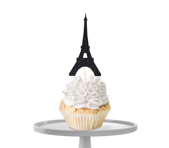 Eiffel Tower Cupcake Toppers / France Toppers / Paris Toppers / French Toppers / Glitter Toppers ... | Etsy (US)