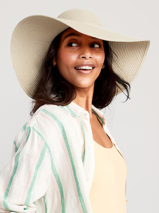 Wide-Brim Straw Sun Hat for Women | Old Navy (US)