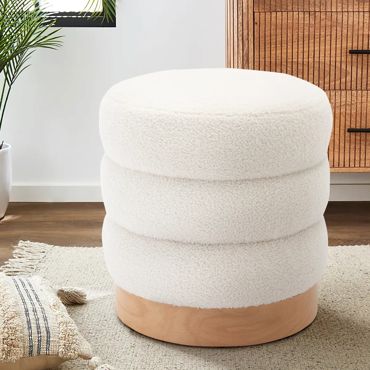 Carra 18'' Wide Round Upholstered Pouf Ottoman | Wayfair North America