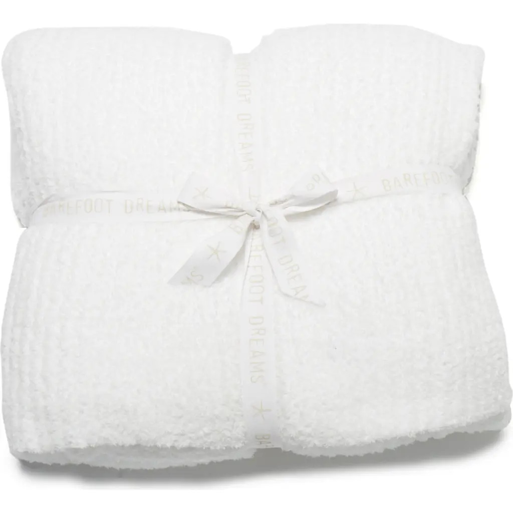 barefoot dreams CozyChic® Ribbed Bed Blanket in White at Nordstrom, Size King | Nordstrom