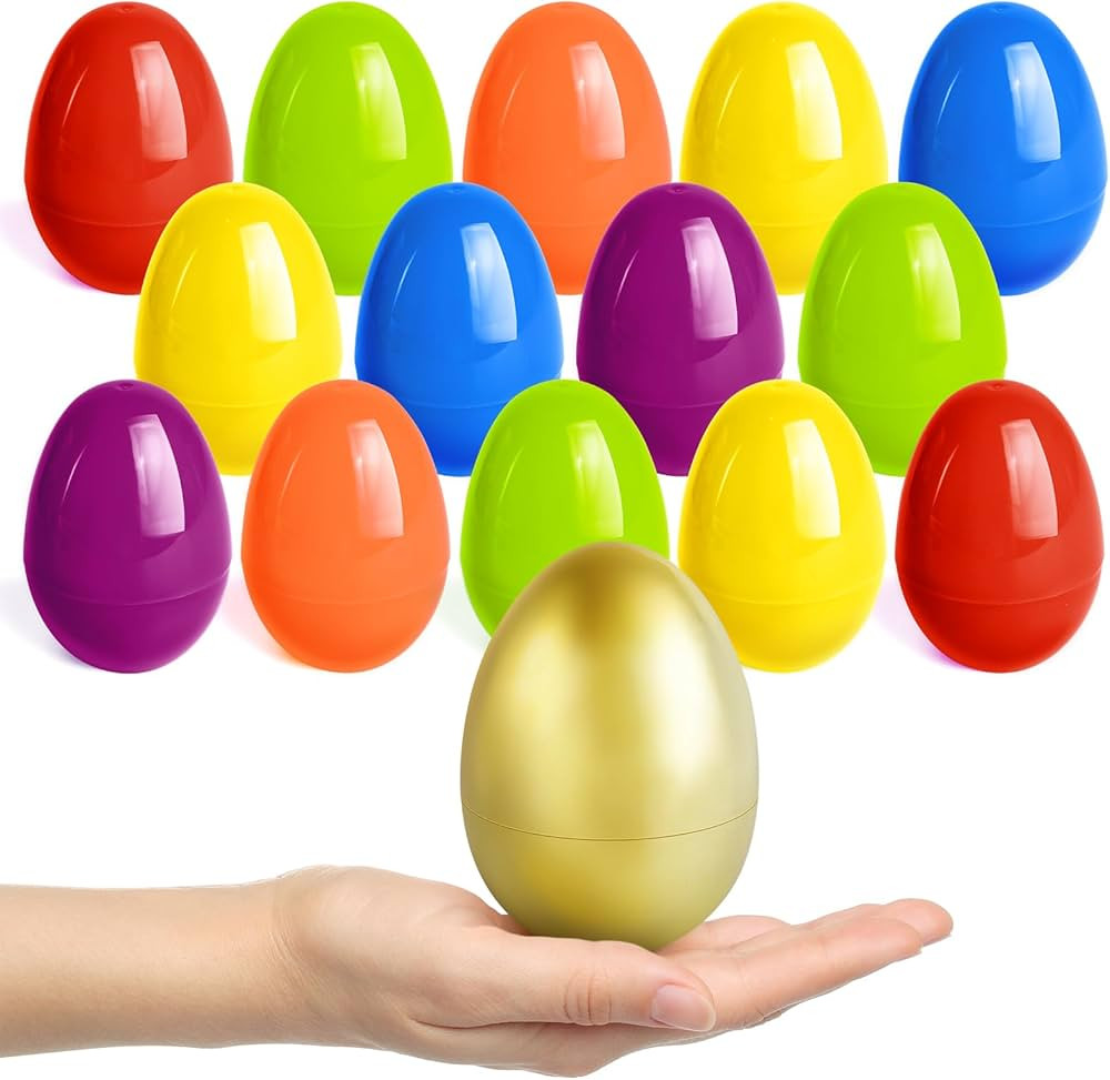 SpringFlower 3.5” Unfilled Easter Eggs, 36 pcs Colorful Egg Plus 1 Golden Egg, Empty Plastic Eg... | Amazon (US)