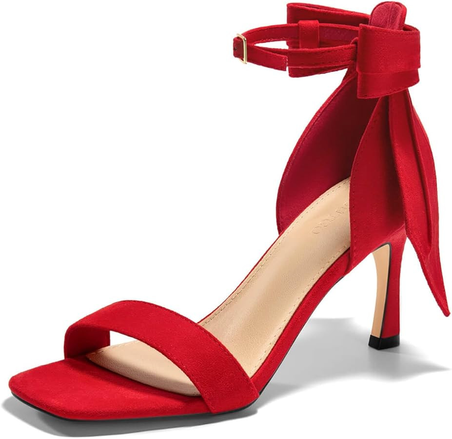 Coutgo Womens Bow Tie High Heels One Strap Heeled Sandals Sexy Stiletto Open Toe Wedding Bride Sh... | Amazon (US)