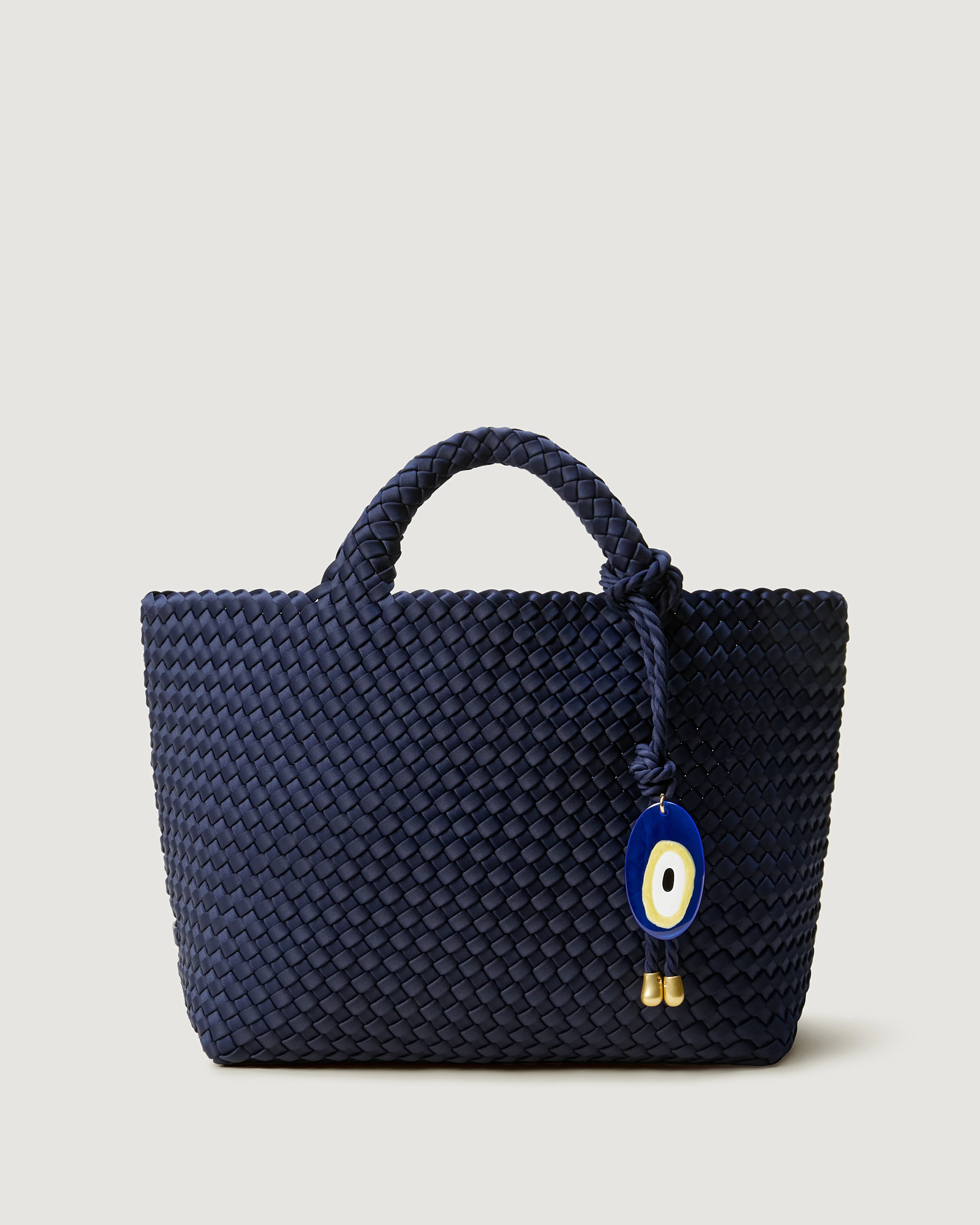 St. Barths Medium Tote with Evil Eye Charm | Ink Blue | Naghedi