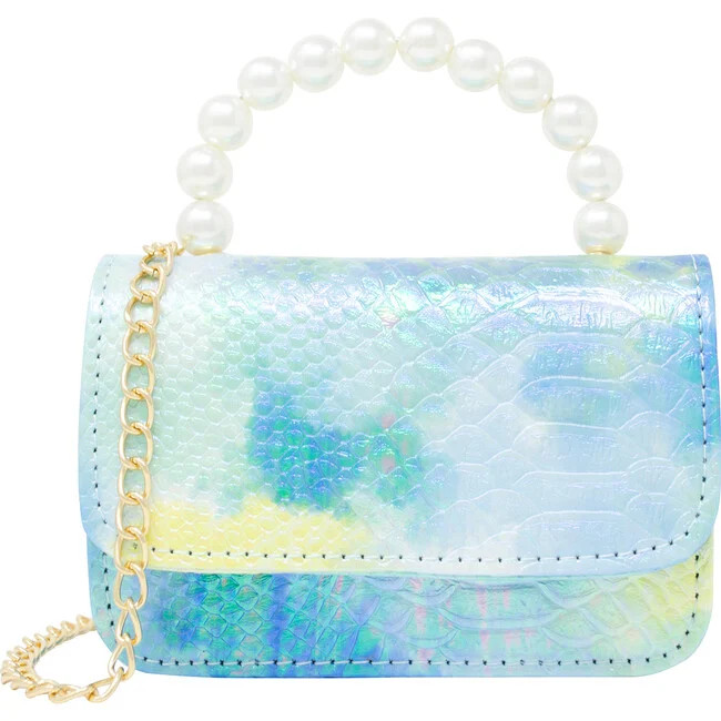 Zomi Gems | Mermaid Tie-Dye Pearl Handle Chain Strap Crocodile Texture Handbag, Blue (Multicolor, One Size) | Maisonette | Maisonette
