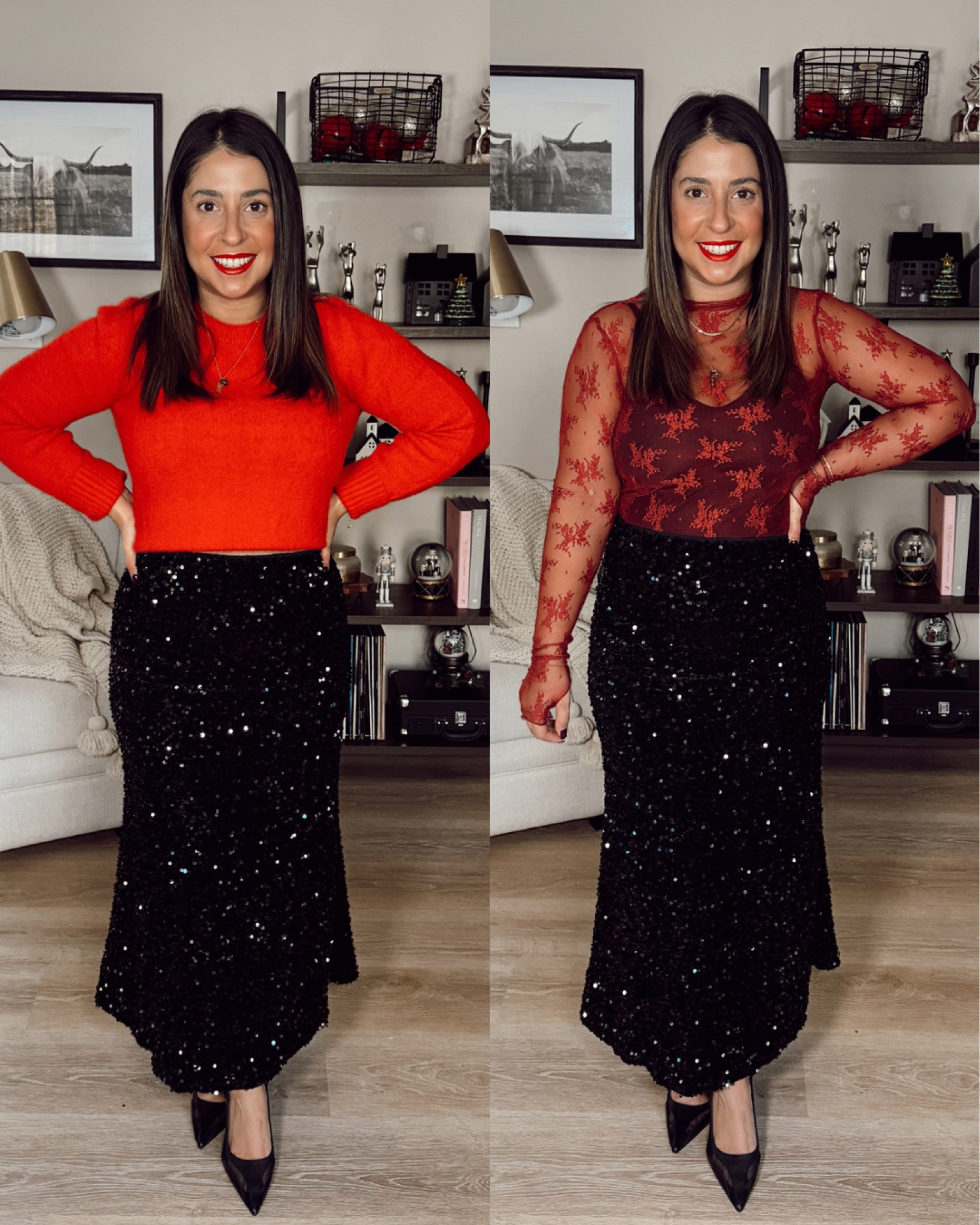 $23 sequin skirt styling 

#LTKfindsunder50 #LTKHoliday #LTKparties