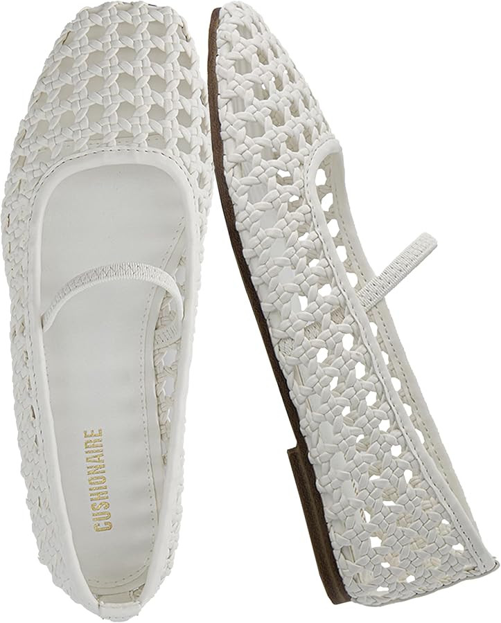 CUSHIONAIRE Weavy Squared Toe Woven Ballet Flats Shoes for Women with Memory Foam | Comfortable M... | Amazon (US)