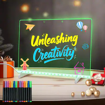 Solorage - LED Note Board with 10 Light Modes, Luminous Acrylic Drawing Board - Clear | Best Buy U.S.