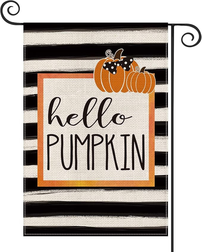 AVOIN Fall Pumpkin Garden Flag Watercolor Stripe Vertical Double Sized, Autumn Polka Dot Bow Than... | Amazon (US)