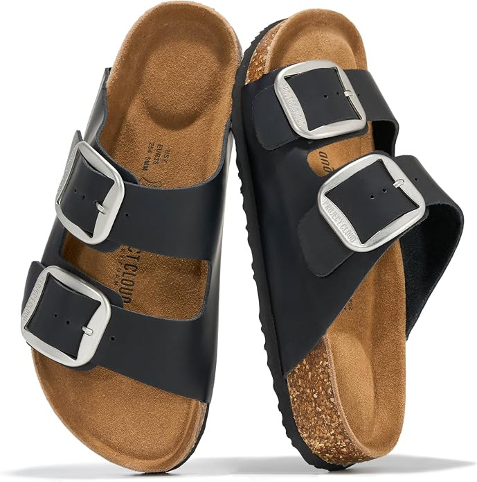 Project Cloud 100% Genuine Leather Footbed Sandals for Women (Santorini) | Amazon (US)