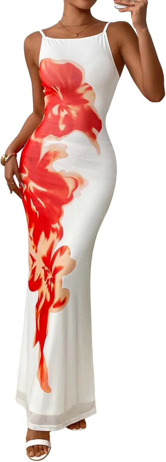 PRETTYGARDEN Womens Summer Dresses 2025 Elegant Spaghetti Straps Evening Gown Floral Print Bodyco... | Amazon (US)