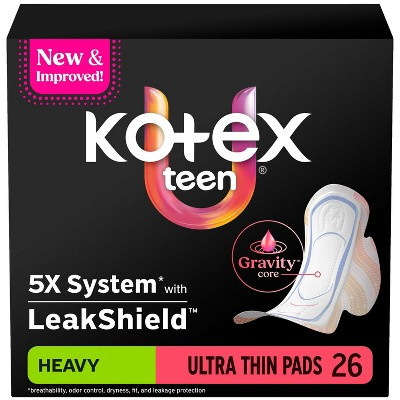 Kotex Teen Ultra-Thin Heavy Pads with Wings - 26ct | Target
