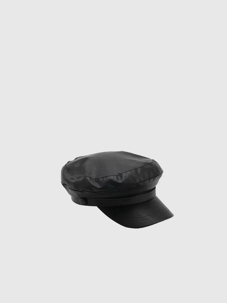 Faux Leather Bakerboy Cap | Urban Revivo