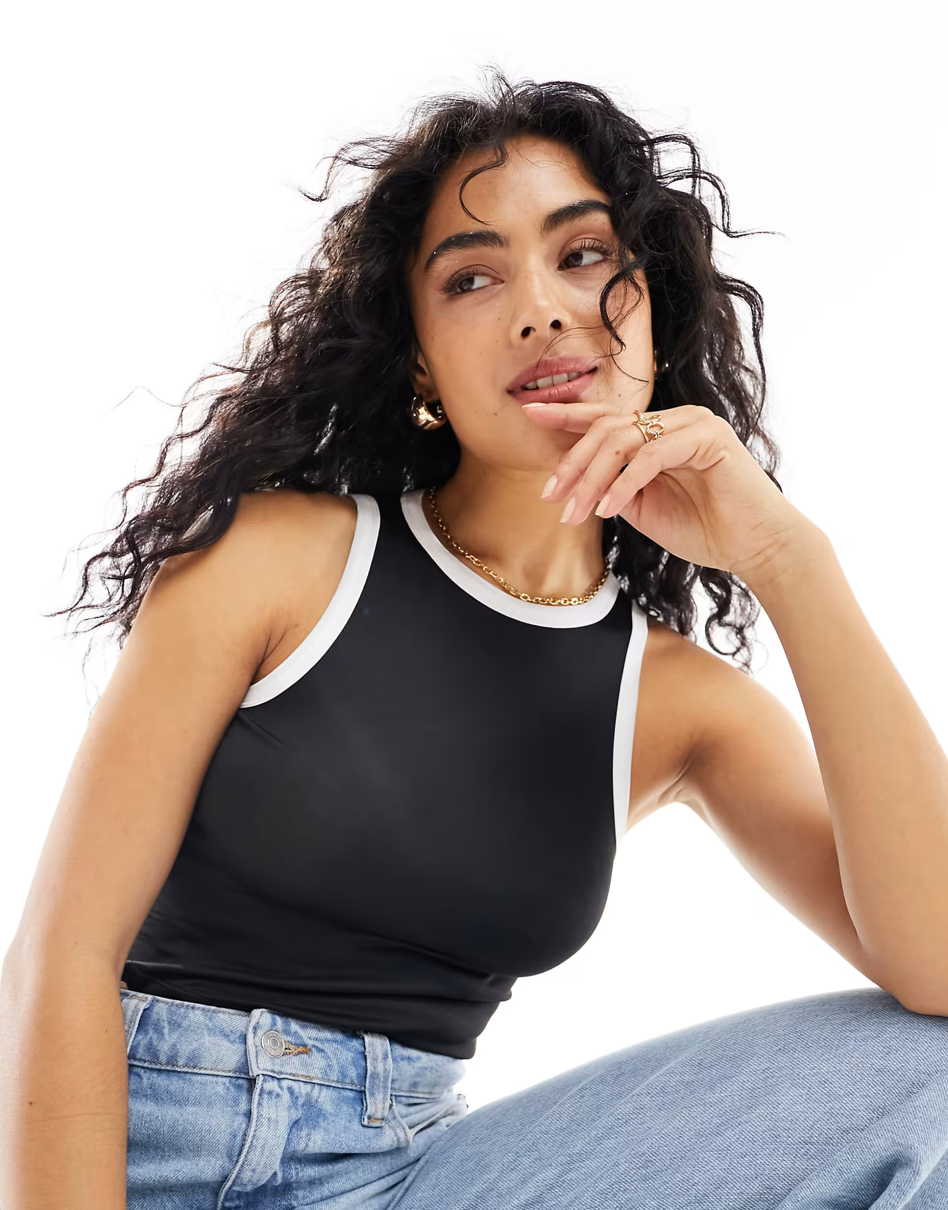 Vero Moda sporty tank top with contrast trim in black | ASOS (Global)