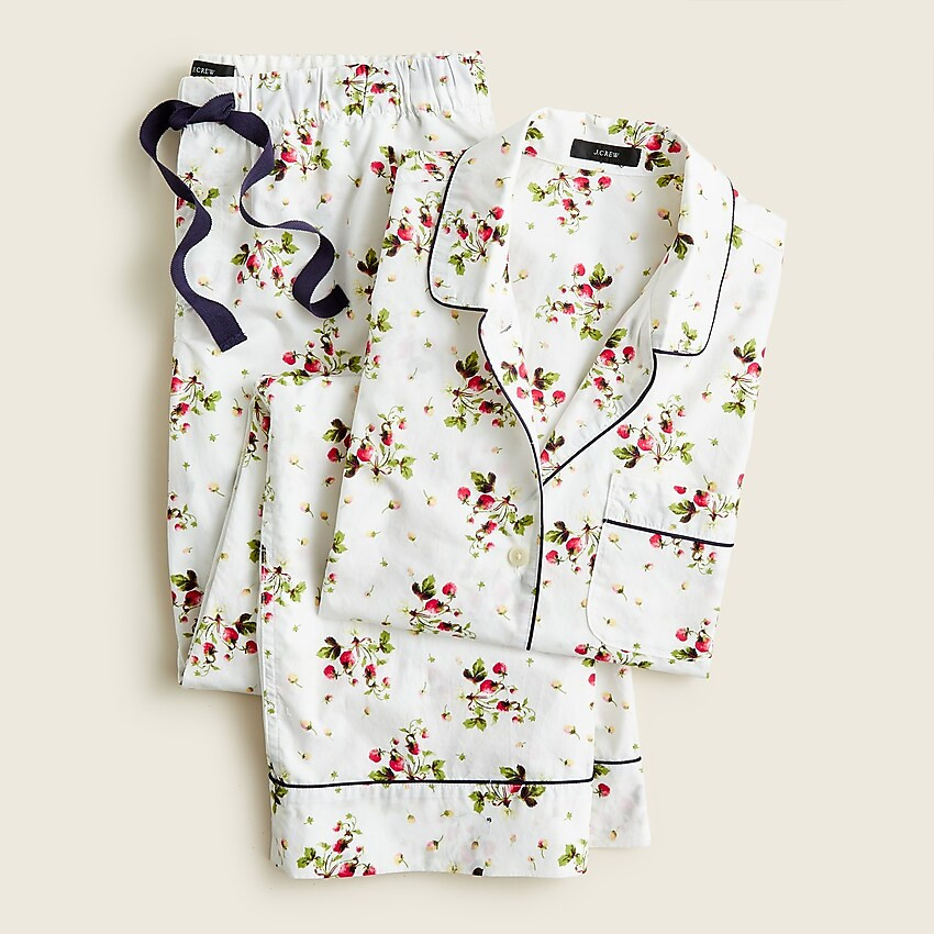 Long-sleeve cotton poplin pajama set in strawberry floral | J. Crew US