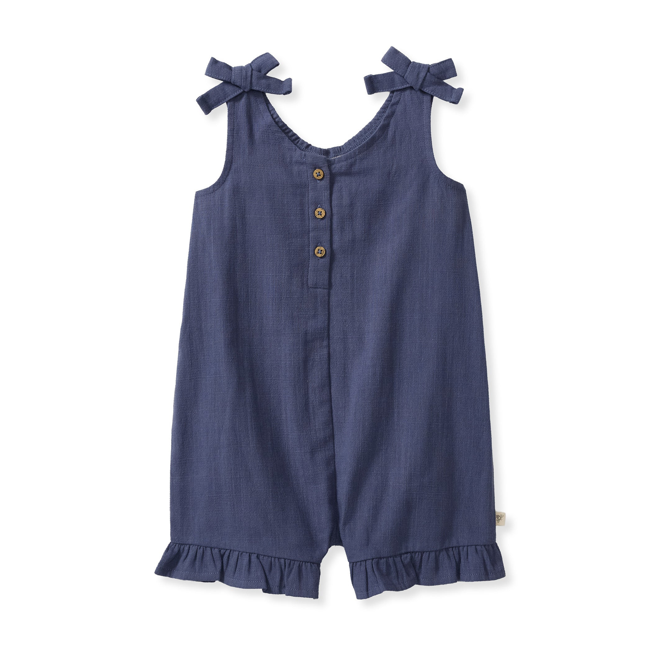 Check Gauze Blue Girl Romper - Blue Smoke | Burts Bees Baby