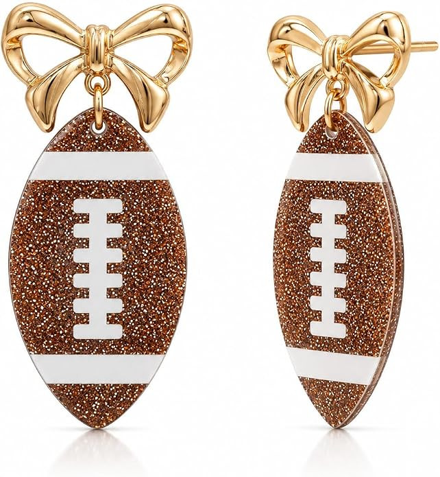 Football Earrings for Women Football Mom Shirt Accessories Acrylic Bow Cheer Dangle Earrings for ... | Amazon (US)